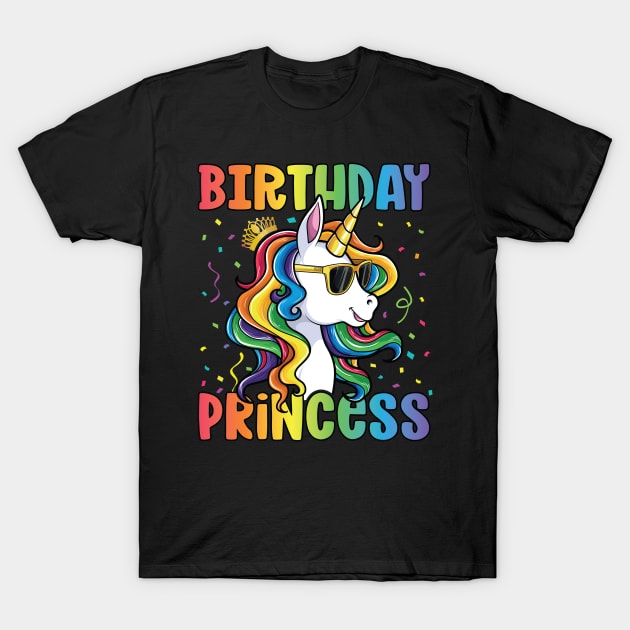 Birthday Princess Shirt Unicorn Girl T-Shirt by Pennelli Studio